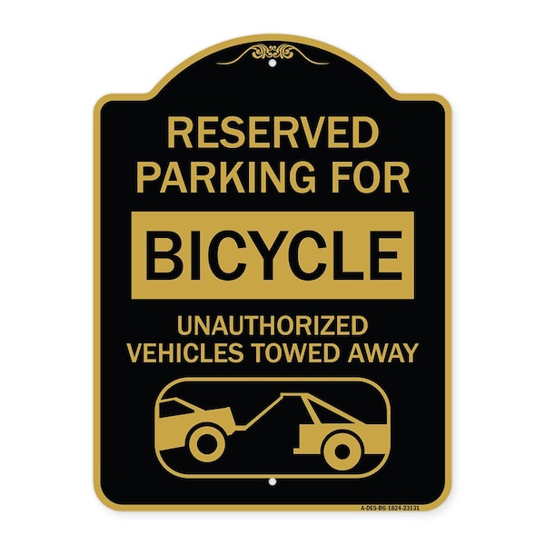 Reserved Parking for Bicycle Unauthorized Vehicles Towed Away With Tow Away Graphic, BG-1824-23131